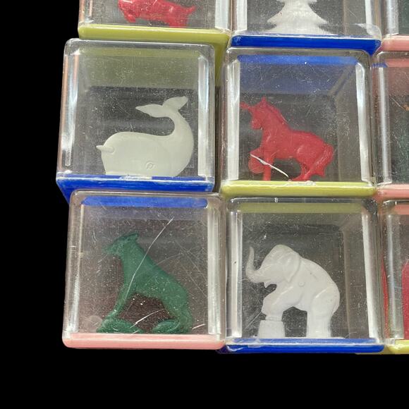 Vintage Kusan Koo Zoo Clear Plastic Blocks Animals Rattle Inside 1950s Toy READ - Picture 8 of 16